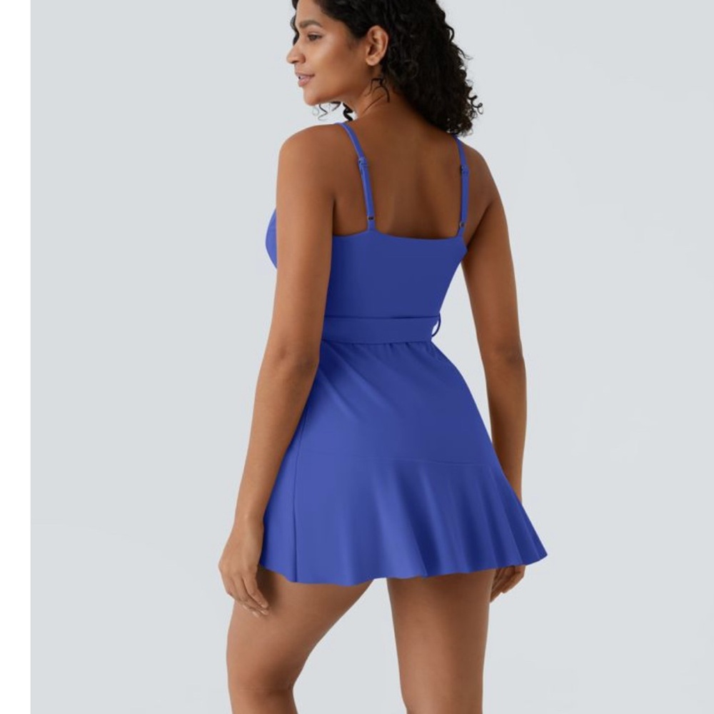 HALARA Royal Blue Skater Dress with Adjustable Straps
